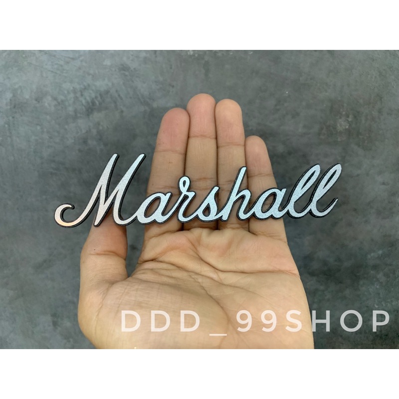 โลโก้-marshall-เหมือนแท้-ติดตู้ลำโพง-diy-ติดตู้แอมป์กีต้าร์-logo-มาแชล-สีเหมือนแท้