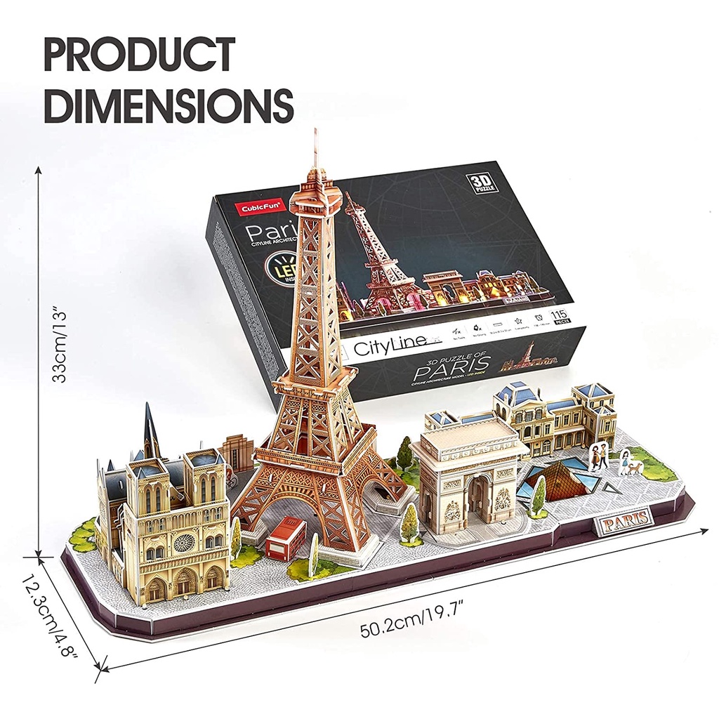 จิ๊กซอว์-3-มิติ-เมืองท่องเทียว-เมืองปารีส-led-city-line-paris-l525-แบรนด์-cubicfun-พร้อมจัดส่ง