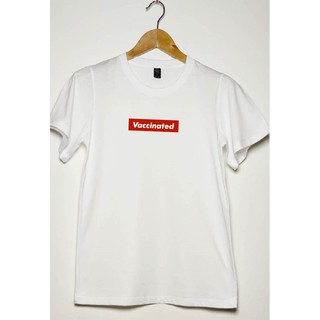 เสื้อยืด Vaccinated สกรีนขาวแดง สไตล์ Supreme