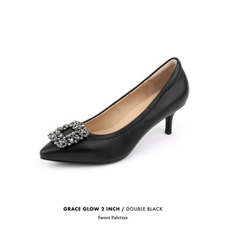 สินค้า Sweet Palettes รองเท้าหนังแกะ Grace Glow 2 inch Double Black