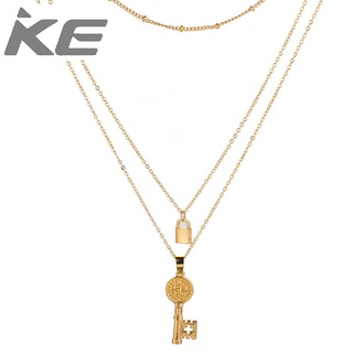 Jewelry Exaggerated English Alphabet Cross Key Lock Alloy MultiNecklace for girls for women lo