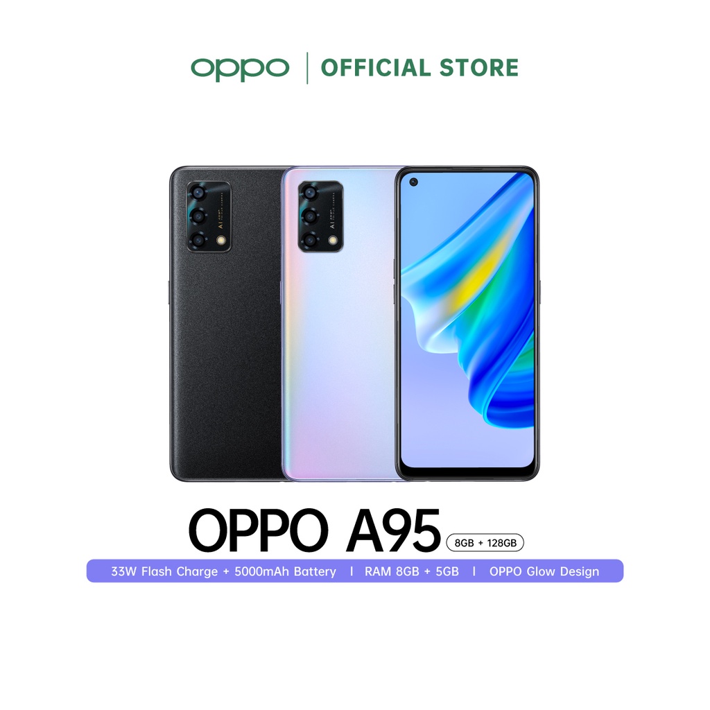 ภาพหน้าปกสินค้าOPPO A95 (8+128)  โทรศัพท์มือถือ บางเบา ชาร์จไว 33W แบตเตอรี่ 5000mAh รับประกัน 12 เดือน จากร้าน oppo_official_store บน Shopee