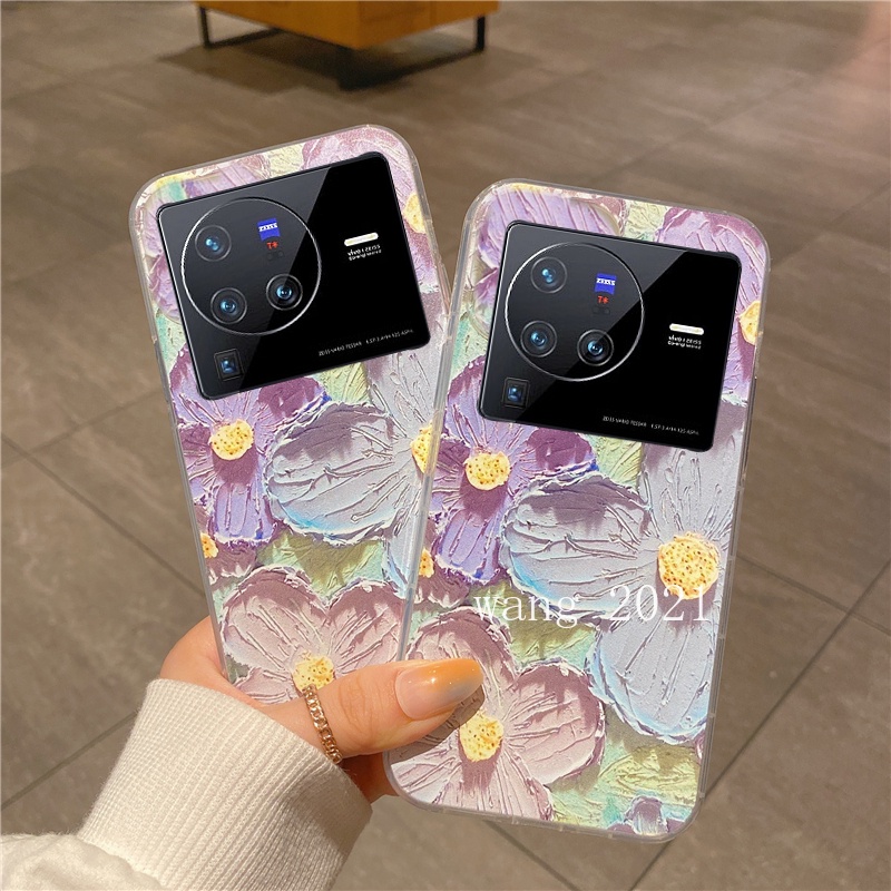 ready-stock-casing-vivo-x80-pro-x70-pro-5g-เคส-phone-case-colorful-flowers-vintage-painting-transparent-silicone-soft-case-for-vivo-x80-เคสโทรศัพท