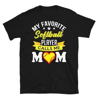 เสื้อยืดผ้าฝ้ายพิมพ์ลายคลาสสิก พร้อมส่ง เสื้อยืดแขนสั้น พิมพ์ลาย My Favorite Softball Player Calls Me Mom Mothers day หล