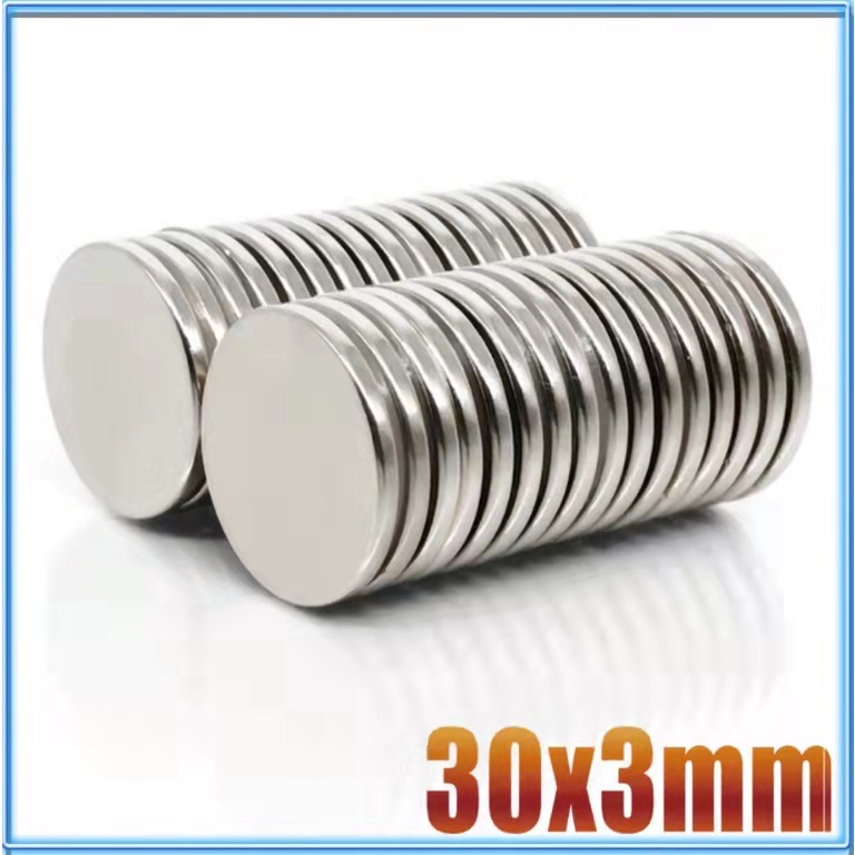 1-5-10ชิ้น-แม่เหล็ก-30x3mm-กลมแบน-30x3มิล-magnet-neodymium-30-3มิล-แม่เหล็กแรงสูง-30mm-x-3mm-แรงดูดสูง-แม่เหล็กแรงดึงดูด