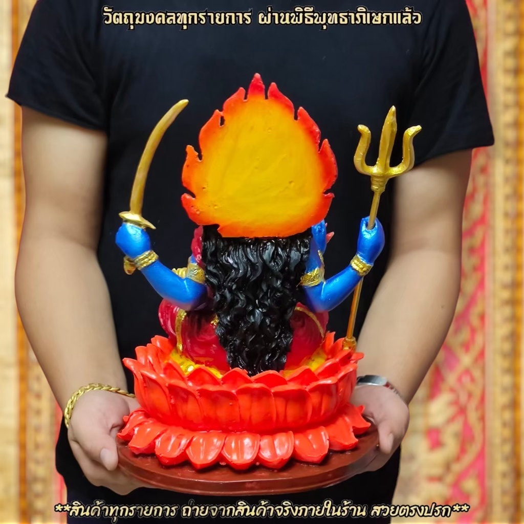 พระแม่กาลี-กายสีน้ำเงินชุดคละสี-ประทับนั่งดอกบัว-หน้าตัก9นิ้ว-องค์ใหญ่มาก-งานเรซิ่นลงสีงดงาม-บูชาเสริมอำนาจขจัดศัตรูทั้ง