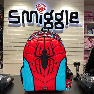 Smiggle Marvel Spider-Man Junior กระเป๋าเป้สะพายหลัง มีฮู้ด กระเป๋านักเรียน สีม่วง Wander Junior 3-6