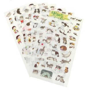 พร้อมส่ง sticker​ set 6 แผ่นคุ้มๆ สติ๊กเกอร์ไดคัทน้องแมวกวนๆ ทาสแมวห้ามพลาดจ้า