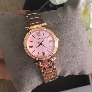 (ผ่อน0%) นาฬิกา  guess lady watch rosegold tone pink dial # W1134l2 สายสแตนเลส สี Rosegold หน้าปัดสีชมพู