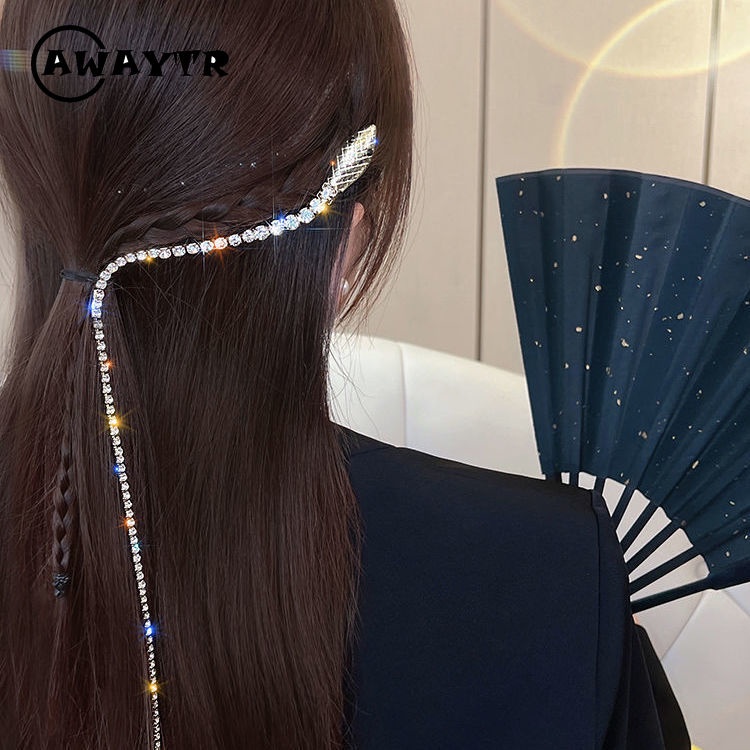 awaytr-กิ๊บติดผมยาวพิเศษ-ประดับเพชร-รูปงู-สําหรับผู้หญิง