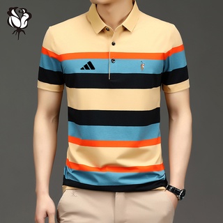 ส่งเร็ว ใหม่ เสื้อยืดโปโล แขนสั้น พิมพ์ลาย สไตล์นักธุรกิจ แฟชั่นฤดูร้อน สําหรับผู้ชาย