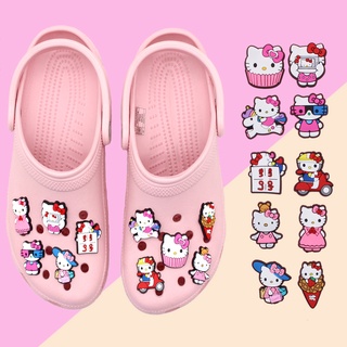 Hello Kitty Crocs ธีมเด็ก series น่ารัก shoe charms น่ารัก เด็ก รองเท้าแตะอุปกรณ์เสริม 1000+ รูปแบบ สําหรับคุณเลือก Jibbitz pvc accessories