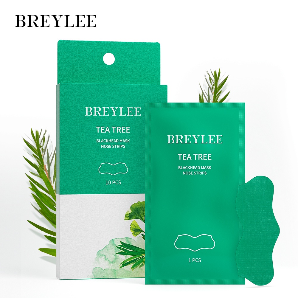 breyleeแผ่นลอกสิวเสี้ยน-แผ่นมาสก์จมูก-ลอกสิวหัวดำ-สูตรทีทรีออยล์-สำหรับกําจัดสิวเสี้ยน