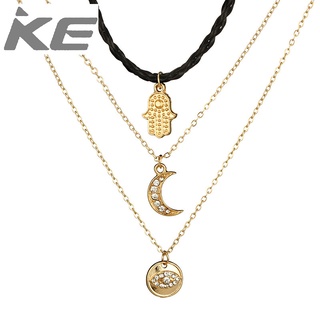 Jewelry Stacked Chain Moon Leaf Necklace Crescent Design Womens MultiClavicle Chain for girls