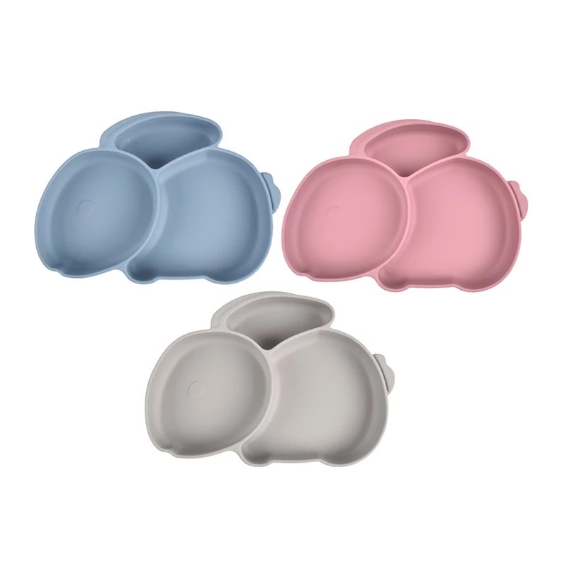 พร้อมส่ง-จานซิลิโคนก้นดูดโต๊ะ-จานกระต่ายทานอาหาร-สำหรับเด็ก-bpa-free-เข้าไมโครเวฟได้