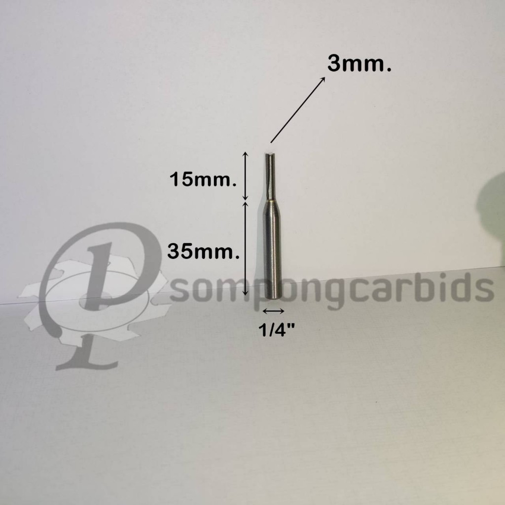 ราคาและรีวิวดอกกัดตรง3mm.คมยาว15mm. ดอกตัดตรง ดอกกัดcnc แกน1/4"(6.35mm.) ดอกคาร์ไบด์3mm. ทริมเมอร์คาร์ไบด์