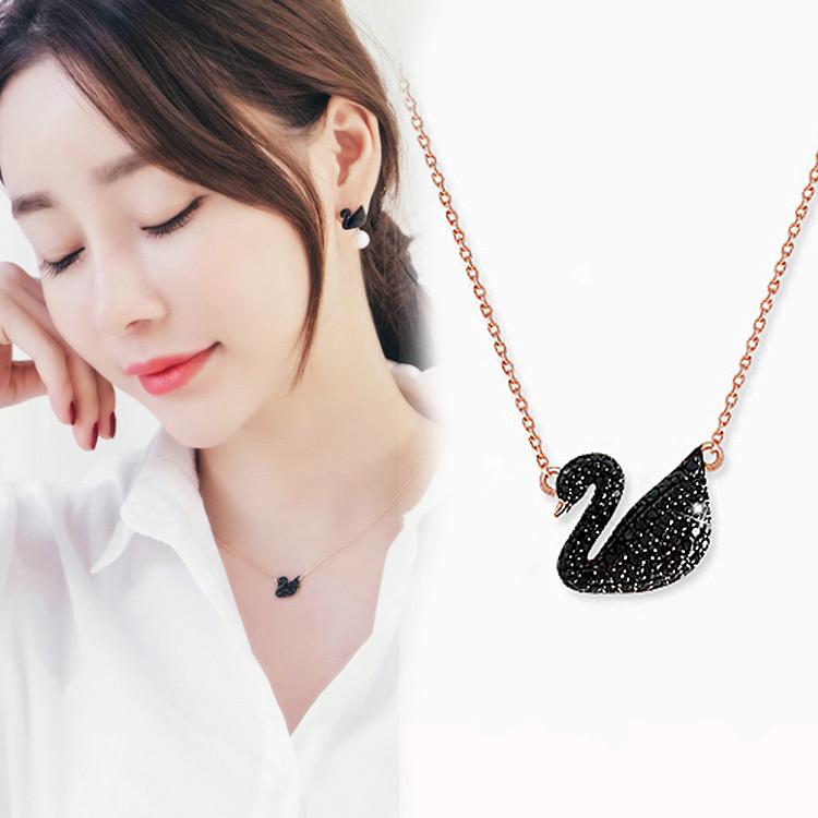 Black Swan 18K เพิ่มขึ้นสร้อยคอทองคำเงินหญิงไหปลาร้าห่วงโซ่