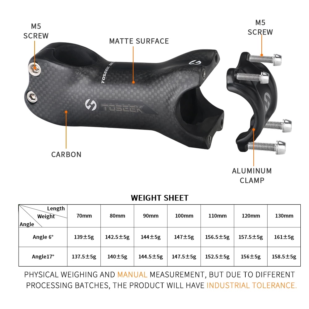 toseek-อะไหล่แฮนด์บาร์-คาร์บอนไฟเบอร์-มุม-6-17-องศา-31-8-มม-สําหรับจักรยานเสือภูเขา