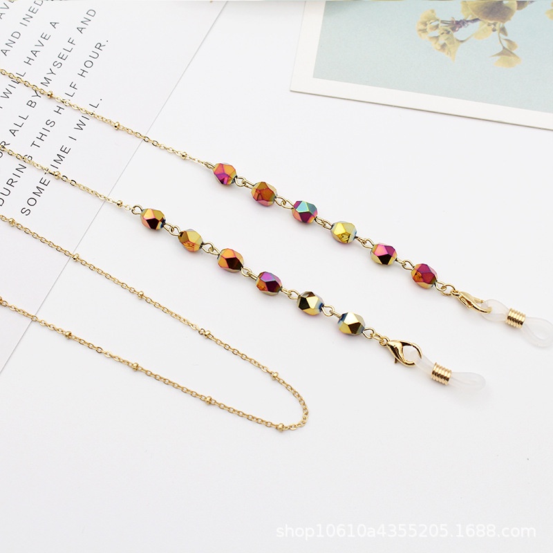 สายเชือกคล้องคอ-ประดับลูกปัดคริสตัล-ป้องกันการสูญหาย-สําหรับแว่นตา-หน้ากาก
