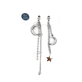 🇰🇷byyum🇰🇷Handmade products in Korea [ Star and Moon Unbalanced Chain Earrings]