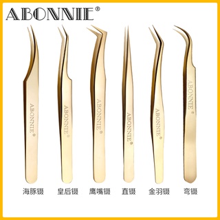 Abonnie brand แหนบสเตนเลส สีทอง แหนบหลายรุ่น สําหรับการแต่งหน้าความงามระดับมืออาชีพ ต่อขนตา