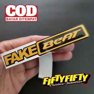 สติกเกอร์ พิมพ์ลาย FAKE BEAT กันน้ํามันวาว สําหรับติดตกแต่งหมวกกันน็อค รถจักรยานยนต์