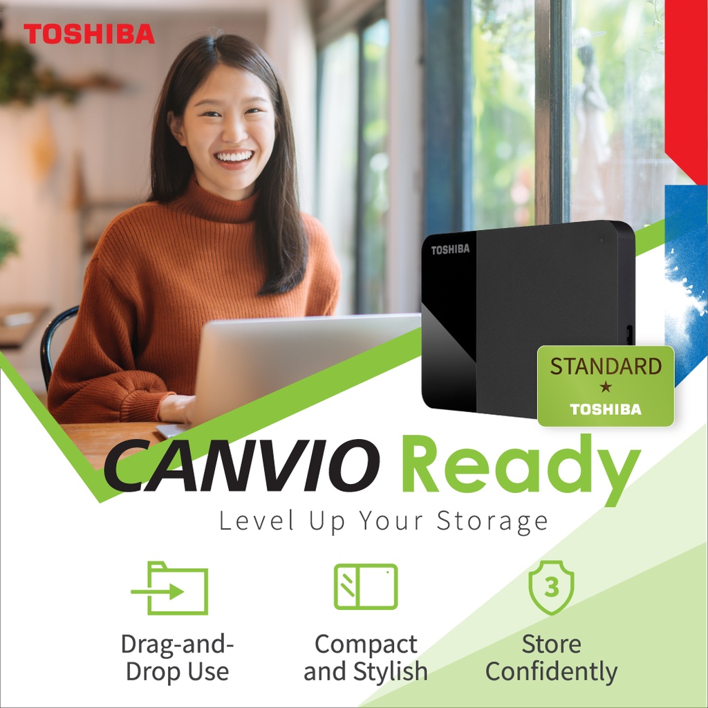 ภาพสินค้าToshiba External HDD (4TB) USB 3.2 SuperSpeed รุ่น (Canvio Ready B3) 2.5" ฮาร์ดดิสพกพา (TSB-HDTP340AK3CA) จากร้าน toshibastorage_online บน Shopee ภาพที่ 1
