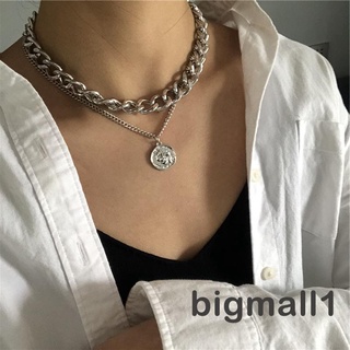 Bigmall สร้อยคอโซ่จี้สองชั้นสไตล์วินเทจสําหรับผู้หญิง