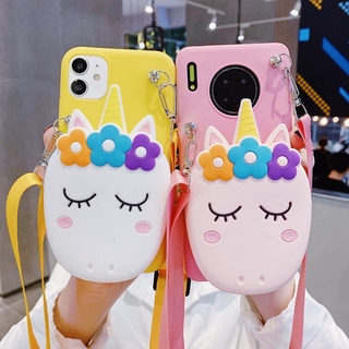 Samsung Galaxy A11 A21 A10 A20 A30 A70 A50 A71 A51 A80 การ์ตูนน่ารักยูนิคอร์นซิปกระเป๋าสตางค์นุ่มเคสคลุมโทรศัพท์