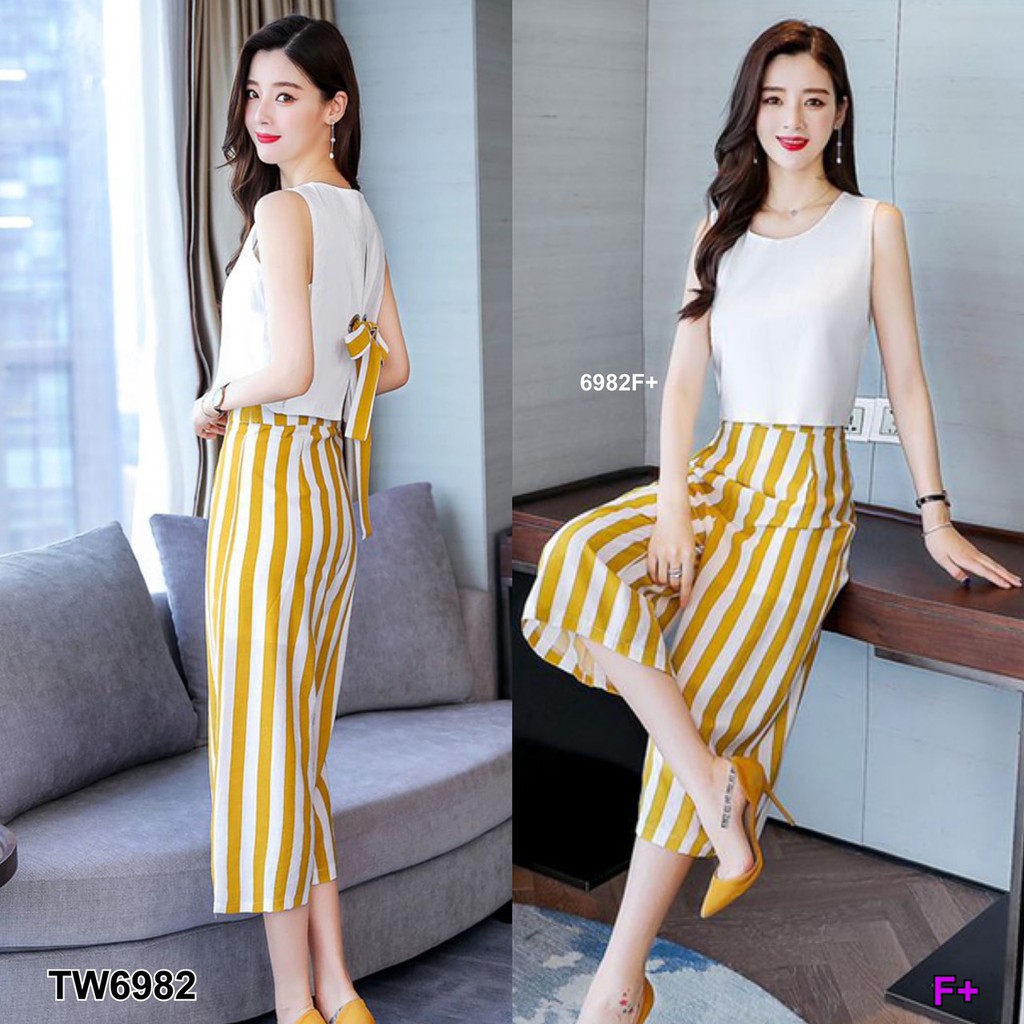 pe6982-set-2-ชิ้น-เสื้อแขนกุด-ผูกโบว์หลัง