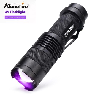 Alonefire SK68 Zoom 365nm ไฟฉาย UV แสงสีดํา สําหรับแบตเตอรี่ AA