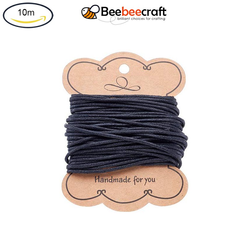 BeeBeecraft 10m Black Cotton Polyester Waxed Cord Macrame String Linen ...