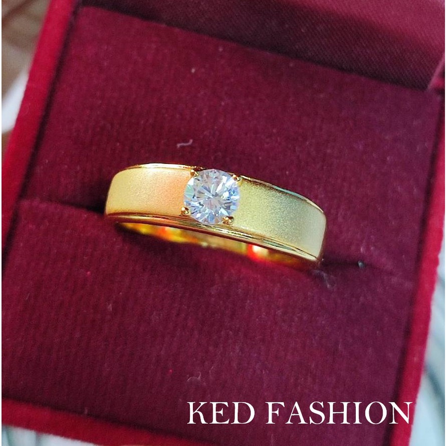 ภาพสินค้าแหวนทอง แหวนเพชร เศษทองคำแท้ พ่นทรายติตเพชร หนัก 2 สลึง แหวนทองเหลือง ไม่ลอกไม่ดำ ฝังเพชร CZ จากร้าน kedfahion บน Shopee ภาพที่ 2