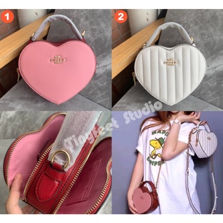 Coach C5118 C5119 Heart Crossbody Leather Colorblock Quilting กระเป๋าถือผู้หญิง Crossbody Sling Chain Bag