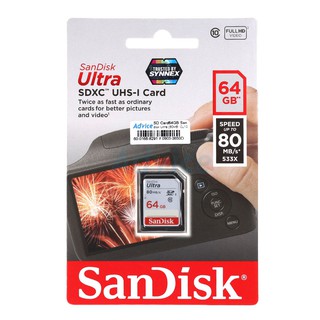 SD Card 64GB Sandisk Ultra (SDHC, Class 10) 80MB/s.