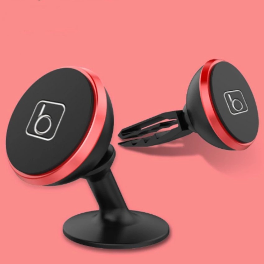binbo-ที่วางโทรศัพท์แถบแม่เหล็กติดในรถยนต์-เสียบช่องแอร์-รุ่น-2-in-1-สีแดงเงิน