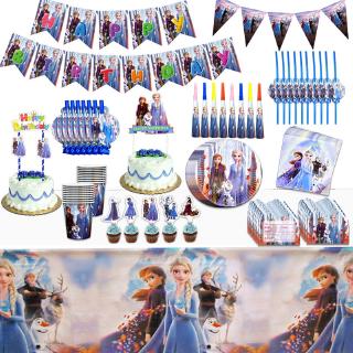 ผ้าปูโต๊ะ ลาย Frozen 2 Elsa Anna สําหรับตกแต่งปาร์ตี้วันเกิดเด็ก