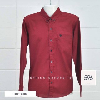 เสื้อเชิ้ต Oxford 100% T011-สีแดง