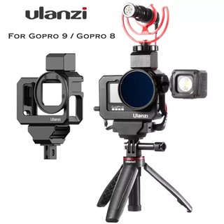 สินค้า ULANZI Gopro 11 10 9 8 Metal Vlog CAGE Dual Cold Shoe for Microphone LED Light 52mm Filter Adapter กรอบเฟรมอลูมิเนียม
