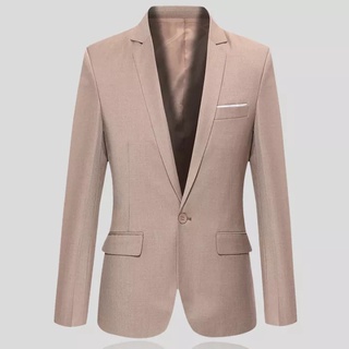 พร้อมส่ง เสื้อแจ็กเก็ตสูท สีกากี สไตล์นักธุรกิจ สําหรับผู้ชาย Tuxedo MB 001 PLUS SIZE S-6XL