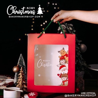 ถุงกระดาษ หูหิ้ว 5 ใบ Christmas Friends Bag หน้าต่างใส พิมพ์ลาย คริสต์มาส