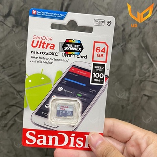 ภาพขนาดย่อของภาพหน้าปกสินค้าSandisk Ultra microSD Card 100MB/s ความจุ 64GB Class 10 (SDSQUNR-064G-GN3MN) ประกัน SYNNEX จากร้าน udonline บน Shopee