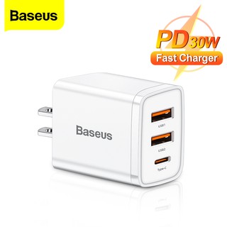 Baseus ที่ชาร์จเร็ว 3.0 USB 30W QC3.0 เทอร์โบ แบบพกพา ที่ชาร์จหลายตัว ติดผนัง โทรศัพท์มือถือ แอนดรอยด์