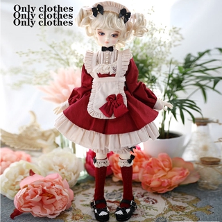 ตุ๊กตา BJD เสื้อผ้า diy 1/6 1/3 ของเล่นสาว lolita custom Vintage Maid Dress