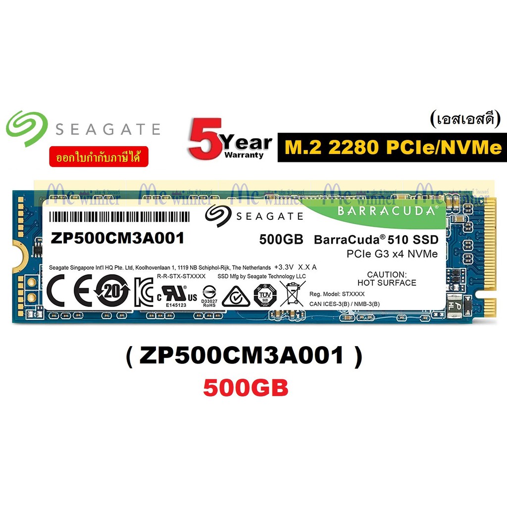 500GB SSD (เอสเอสดี) SEAGATE BARRACUDA 510 PCIe/NVMe M.2 2280 (ZP500CM3A001)  - รับประกัน 5 ปี Synnex | Shopee Thailand