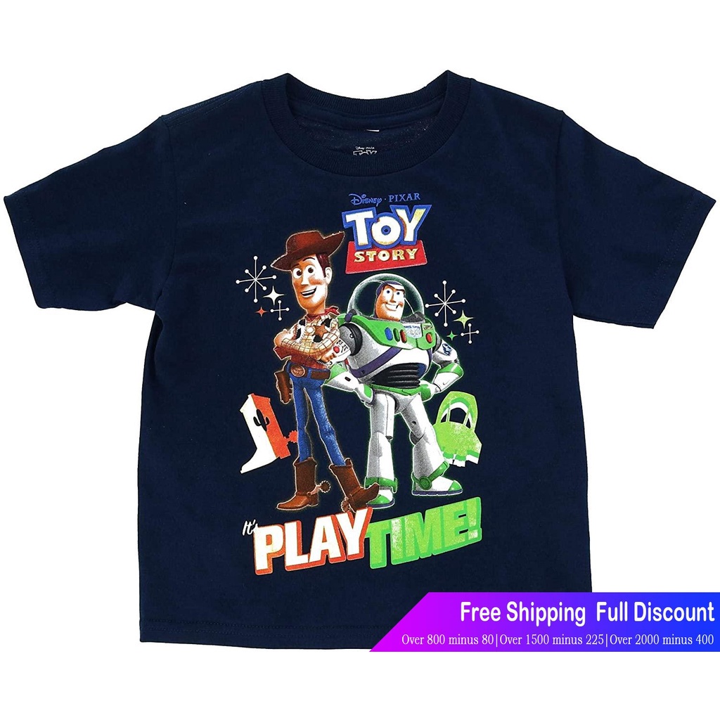 ดิสนีย์เสือยืดผู้ชาย-เสื้อบอดี้โ-disney-toddlers-toy-story-buzz-woody-play-time-tee-shirt-disney-team