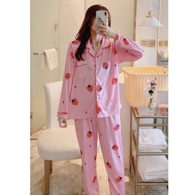 pajamas-ชุดนอนแฟชั่น-ชุดนอนผ้าคอตตอน-ลายstrawberry