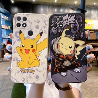 Pikachu cartoon 🔥 เคส OPPO A15 A15S A53 2020 A5 A3S A12 A7 A5S เคส OPPO F9 F9PRO A9 2020 A5 2020 เคส OPPO A55 A59 F1S A57 A72 A31 2020 A8 A83  R9 R9S R11 R11S Soft case phone เคสโทรศัพท์ขอบตรงลายดอกไม้ย้อนยุค