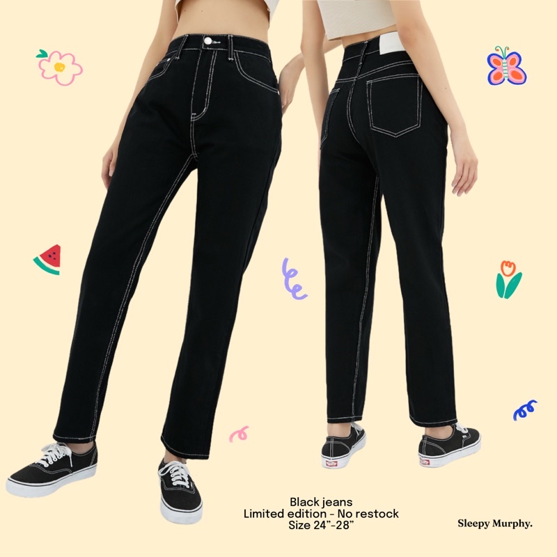 ภาพหน้าปกสินค้าMurphy Jeans กางเกงยีนส์ ทรงกระบอก เอวกลาง สีขาว ดำ