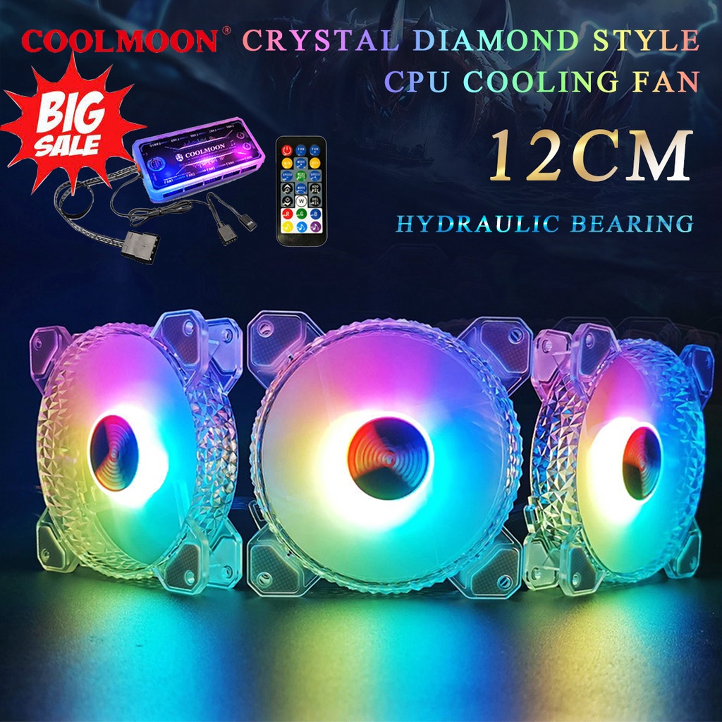 Coolmoon Diamond X RGB พัดลมระบายความร้อน PC ขนาด 12 ซม. พร้อมรีโมต ...